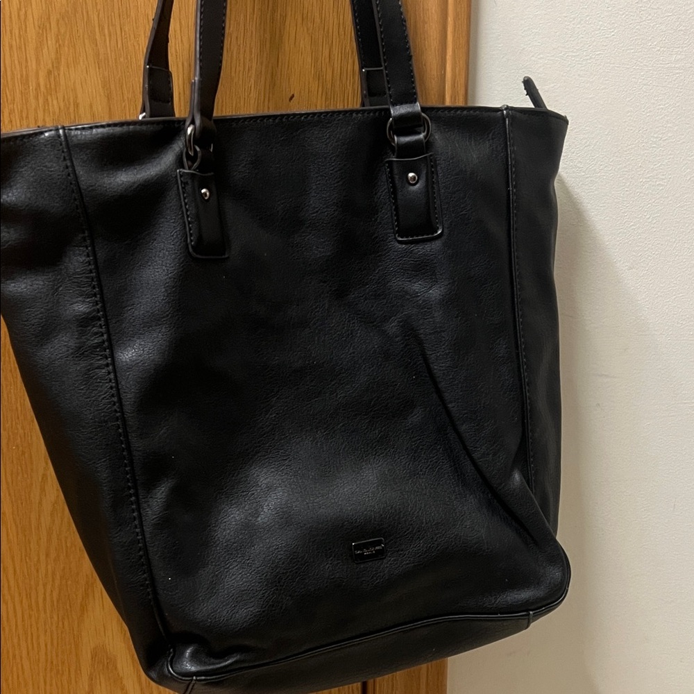 Elegant Black Leather Tote Bag